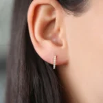 14K Gold Diamond Hoop Earrings - Image 4