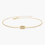 14K Gold Dainty Baguette Moissanite Diamond Bracelet - Image 5