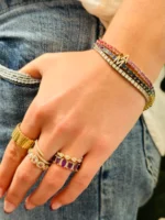 18k Solid Gold Rainbow Personalized Tennis Bracelet - Image 2