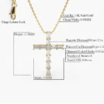 18k Baguette Natural Diamond Cross Necklace - Image 4