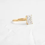 14k Solid Gold Moissanite Diamond Radiant Cut Engagement Ring - Image 5