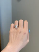 3 Carat Brilliant Emerald Cut Moissanite Solitaire Engagement Ring - Image 2