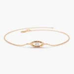 18k Solid Gold Moissanite Diamond Evil Eye Bracelet - Image 6