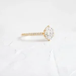 18K Solid Gold Pave Band, Oval Cut 1.5 ct Lab-Grown Diamond Ring - Image 5
