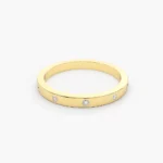18k Burnish Set Natural Diamond Wedding Ring