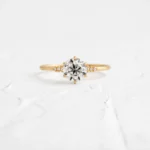 14k Solid Gold Round Cut Moissanite Diamond Engagement Ring