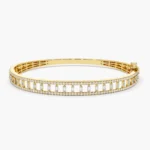 18k Baguette & Round Diamond Bangle Bracelet