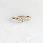 14k Solid Gold Round Cut Moissanite Diamond Engagement Ring