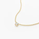 14K Gold Prong Setting Natural Diamond Solitaire Necklace