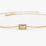 14K Gold Dainty Baguette Moissanite Diamond Bracelet - Image 2