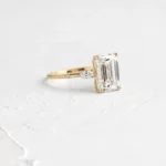 14k Solid Gold Moissanite Diamond Emerald Cut Engagement Ring - Image 4