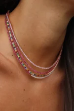 14K Solid Gold Natural Diamond And Ruby Hepburn Choker - Image 2