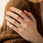 14k Solid Gold Round Cut Moissanite Diamond Engagement Ring - Image 6
