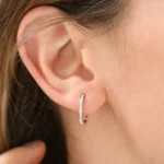 14K Gold Baguette And Round Moissanite Diamond Earrings - Image 3