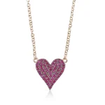 14K Solid Gold Reversible White Diamond And Red Ruby Heart Necklace - Image 5