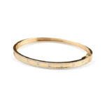 14k Gold Diamond Cigar Band Bangle With Inset Diamonds - Image 2