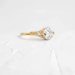 14k Solid Gold Round Cut Moissanite Diamond Engagement Ring - Image 4