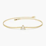 18k Solid Gold Moissanite Diamond Initial Curb Bracelet