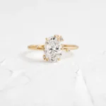 14k Solid Gold Oval Cut Moissanite Diamond Engagement Ring