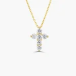 14K Gold Medium Natural Diamond Cross Necklace
