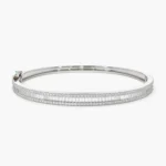 18k Half Eternity Baguette and Round Diamond Bangle - Image 3
