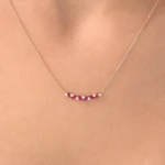 14K Solid Gold Slanted Ruby and Diamond Necklace for women - Image 5