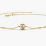 18k Solid Gold 0.30ctw Moissanite Diamond Solitaire Bracelet - Image 2