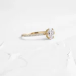 18K Solid Gold Oval Cut Champagne Diamond Ring - Image 4