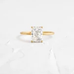 14k Solid Gold Moissanite Diamond Radiant Cut Engagement Ring
