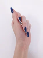 14K Solid Gold Open Evil Eye Latch Bracelet - Image 2