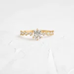 14k Solid Gold Round Moissanite Diamond Engagement Ring