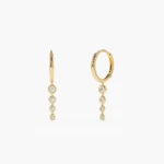 14K Solid Gold Dangling Diamond Drop Earrings