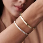18k Half Eternity Baguette and Round Diamond Bangle - Image 8