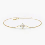18k Gold Moissanite Diamond Clover Bracelet - Image 5