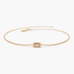 14K Gold Dainty Baguette Moissanite Diamond Bracelet - Image 7