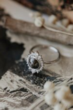 18K Solid Gold Rustic Lab Grown Diamond Ring - Image 2