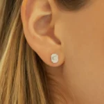 14k Illusion Setting Step Cut Mosaic Gold Natural Diamond Studs - Image 5
