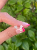 14k Gold Natural diamond flower stud earrings | flower stud earrings | Natural Diamond Earrings - Image 6