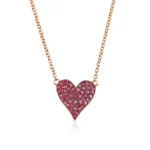 14K Solid Gold Reversible White Diamond And Red Ruby Heart Necklace - Image 4