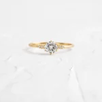 14k Solid Gold Round Cut Moissanite Diamond Engagement Ring - Image 4