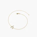 18k Solid Gold Moissanite Diamond Wishbone Charm Bracelet - Image 3