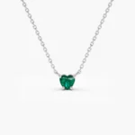 14K Solid Gold Heart-Shape Emerald Necklace - Image 5