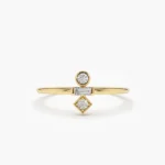 14K Gold Baguette and Round Cut Diamond Ring