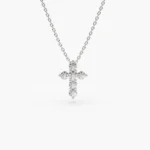 14K Gold Medium Natural Diamond Cross Necklace - Image 2