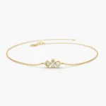 14K Gold Baguette and Round Moissanite Diamond Mix Bracelet