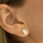 14k Illusion Setting Step Cut Mosaic Gold Natural Diamond Studs