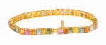18k Solid Gold Rainbow Sapphire Bracelet - Image 3
