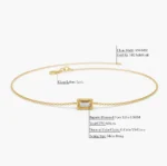 14K Gold Dainty Baguette Moissanite Diamond Bracelet