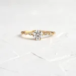 14k Solid Gold Diamond Distance Ring, Round Cut Lab-Grown Diamond Ring