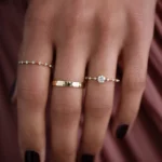 14k Solid Gold Diamond Distance Ring, Round Cut Lab-Grown Diamond Ring - Image 4